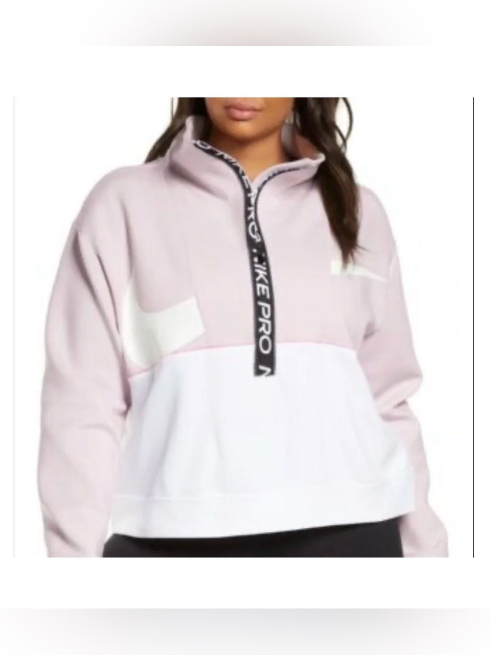 Nike Pro get Fit Women's Pink and White Quarter‑Zip Pullover Sz 2XL